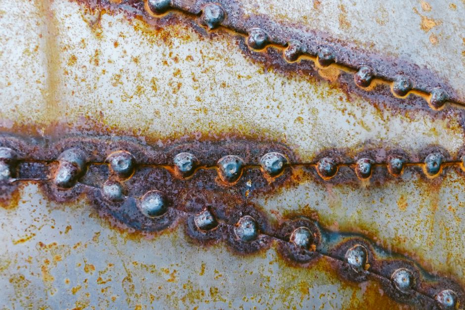 Corroded outdoor HVAC coils showing the impact of salty marine air Corroded outdoor HVAC coils showing the impact of salty marine air