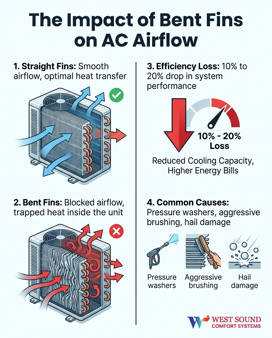 The Impact of Bent Fins on AC Airflow