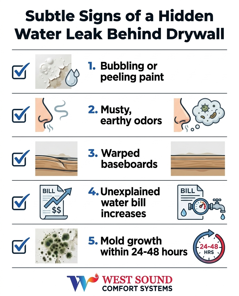 Subtle Signs of a Hidden Water Leak Behind Drywall