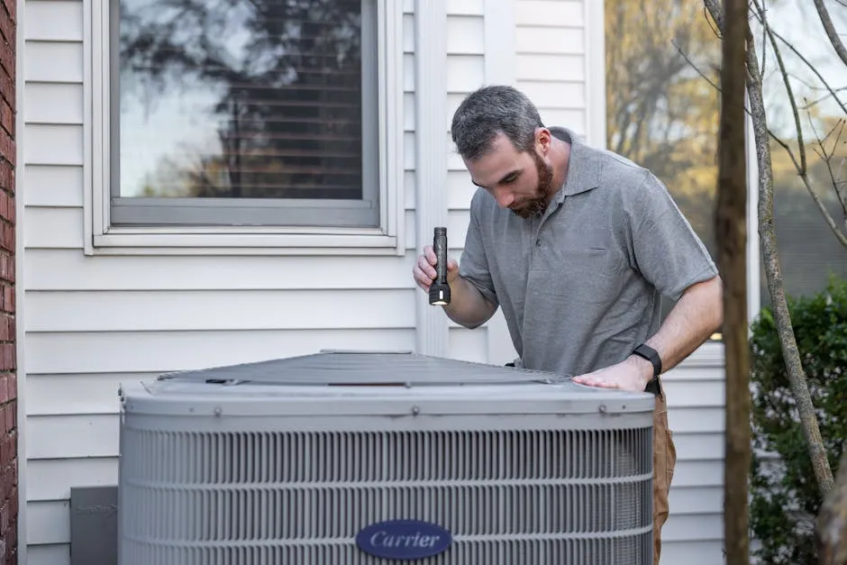 HVAC technician performing maintenance - hvac maintenance service in sequim, wa