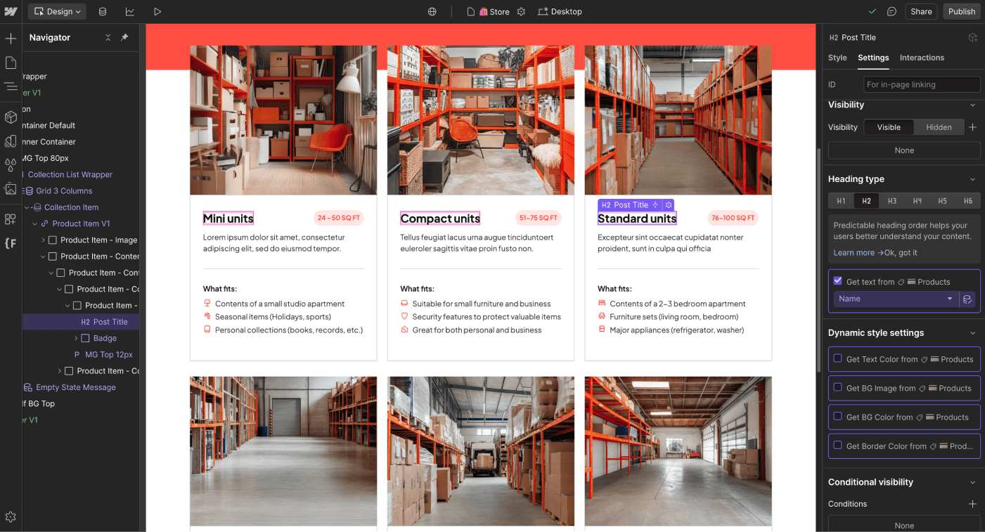 eCommerce Content - Storageflow Webflow Template | BRIX Templates