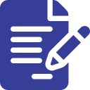 Icône d'un document avec un stylo écrivant.