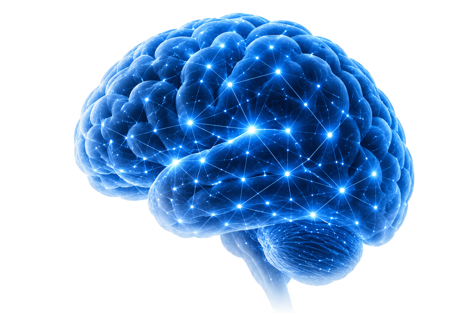 Ilustrace zvyraznujici siet neuronovych spojeni v modrych odstinech, symbol Blue Brain