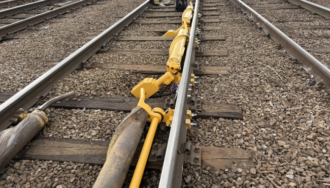 New DECEL control equipment mounted along the rail at Borlänge marshalling yard