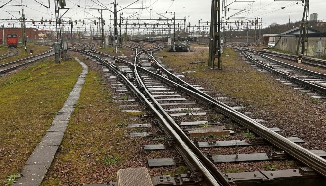 Tracks and switches at Helsingborg marshalling yard