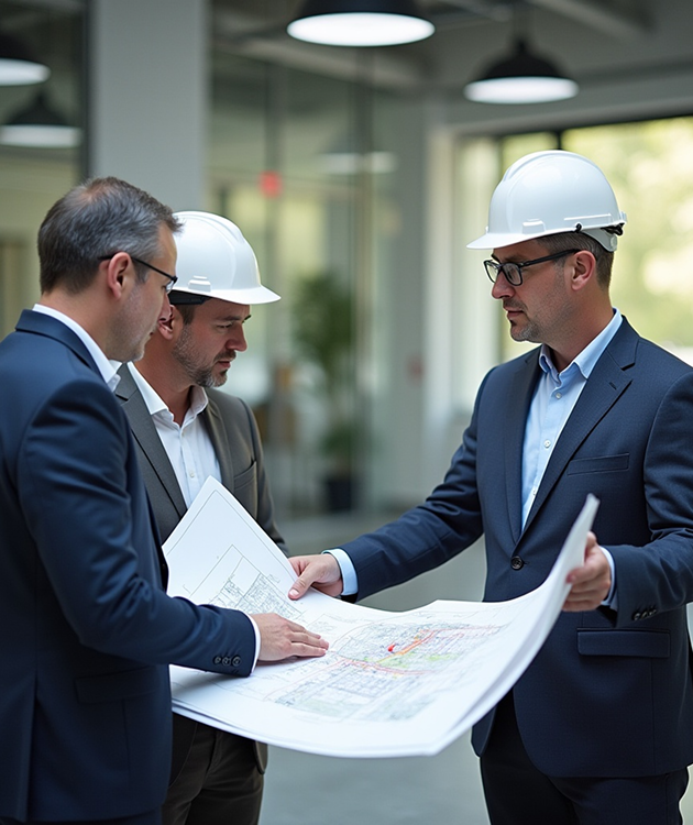 Engineers checking out building architecture
