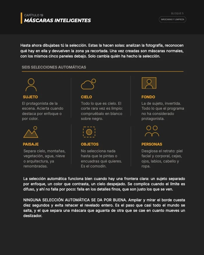 Capítulo 19, Máscaras inteligentes, con las seis selecciones automáticas
