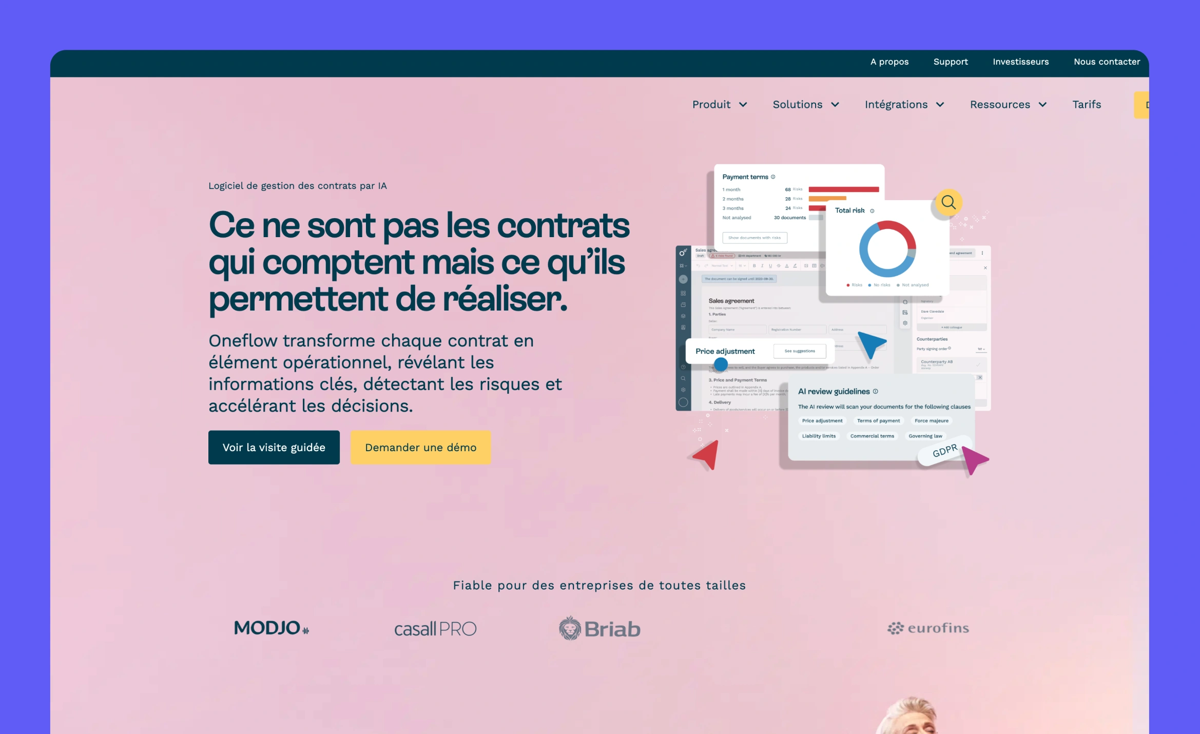 Page d'accueil de Oneflow