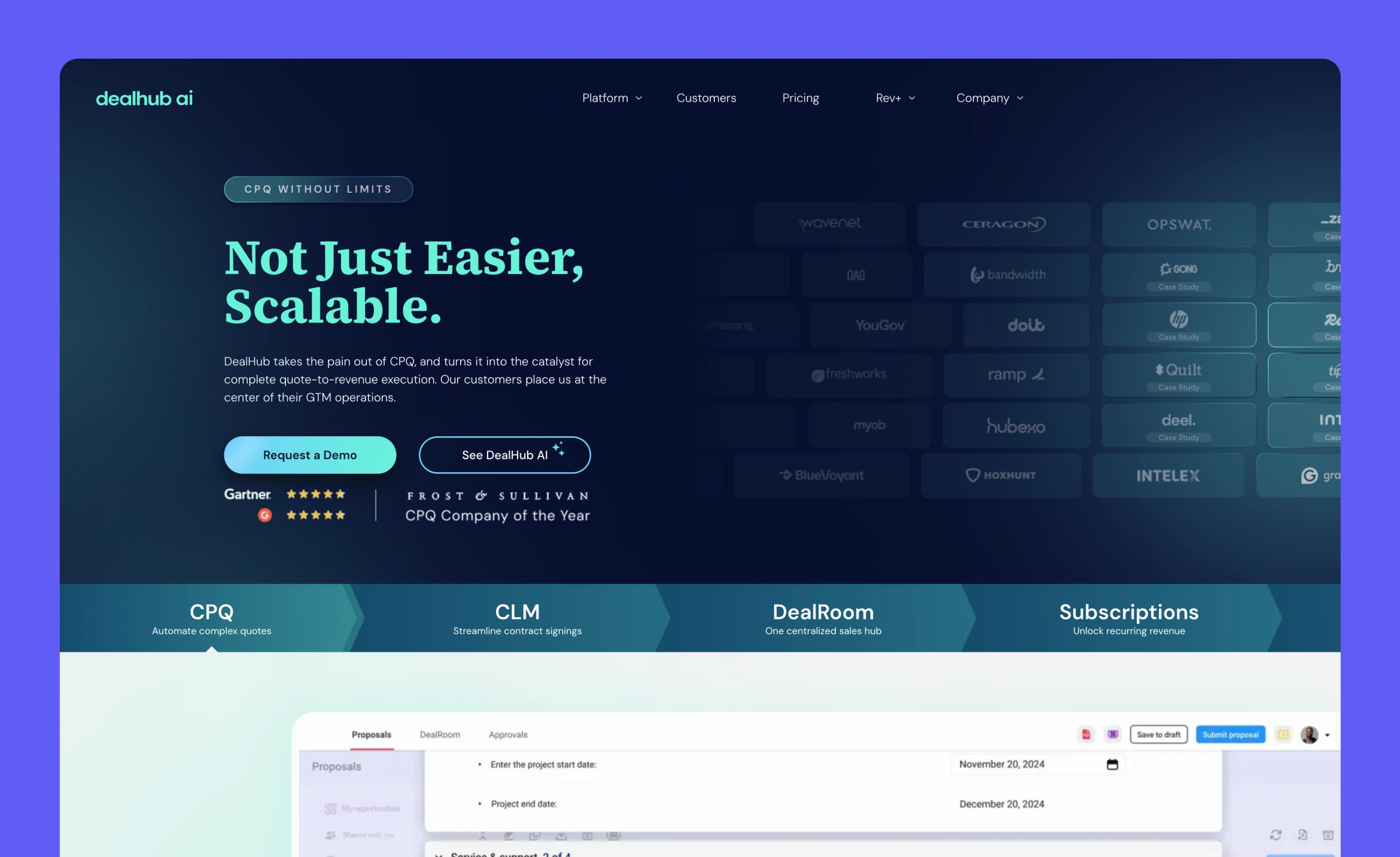 Page d'accueil de Dealhub