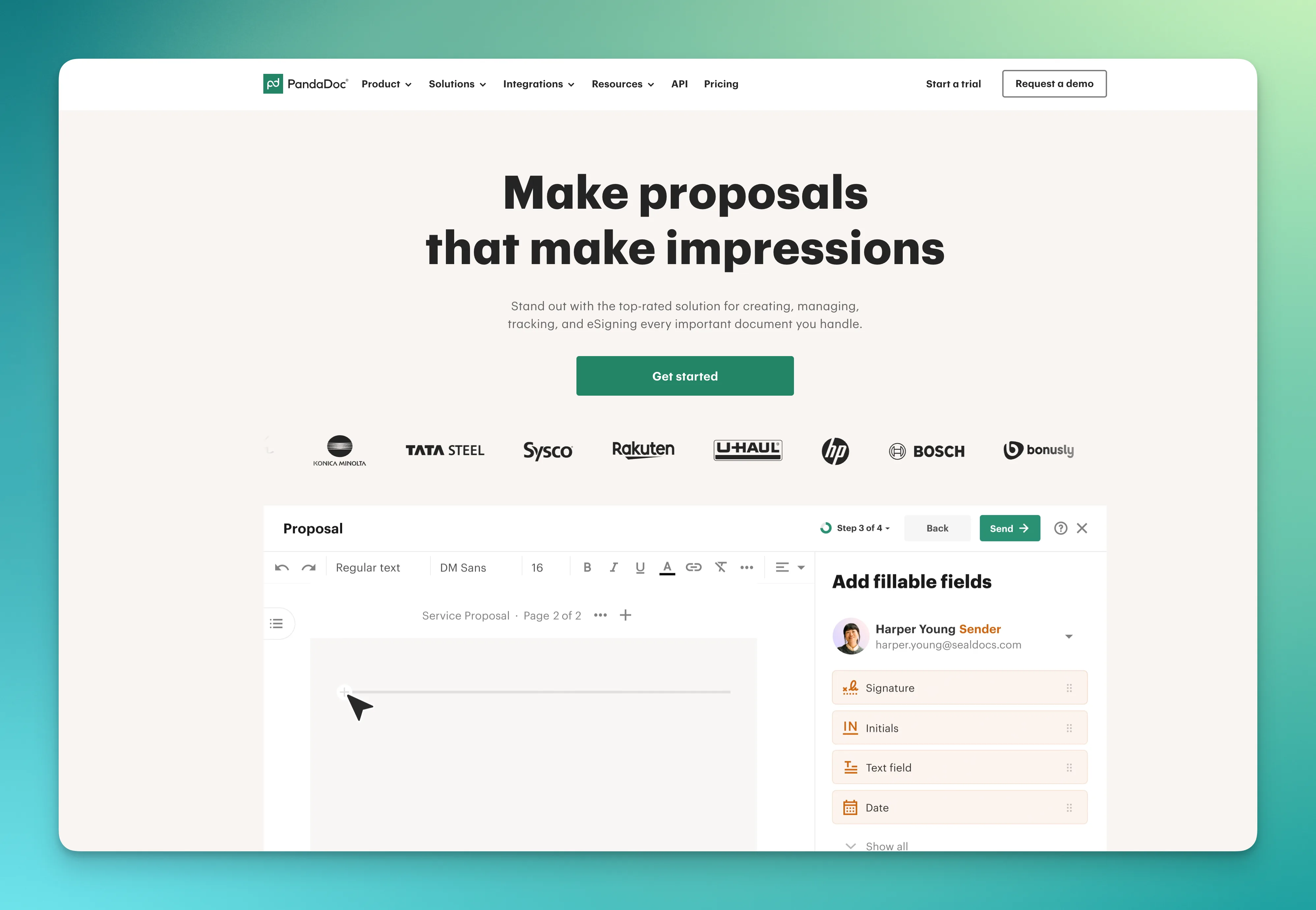 PandaDoc proposal editor interface