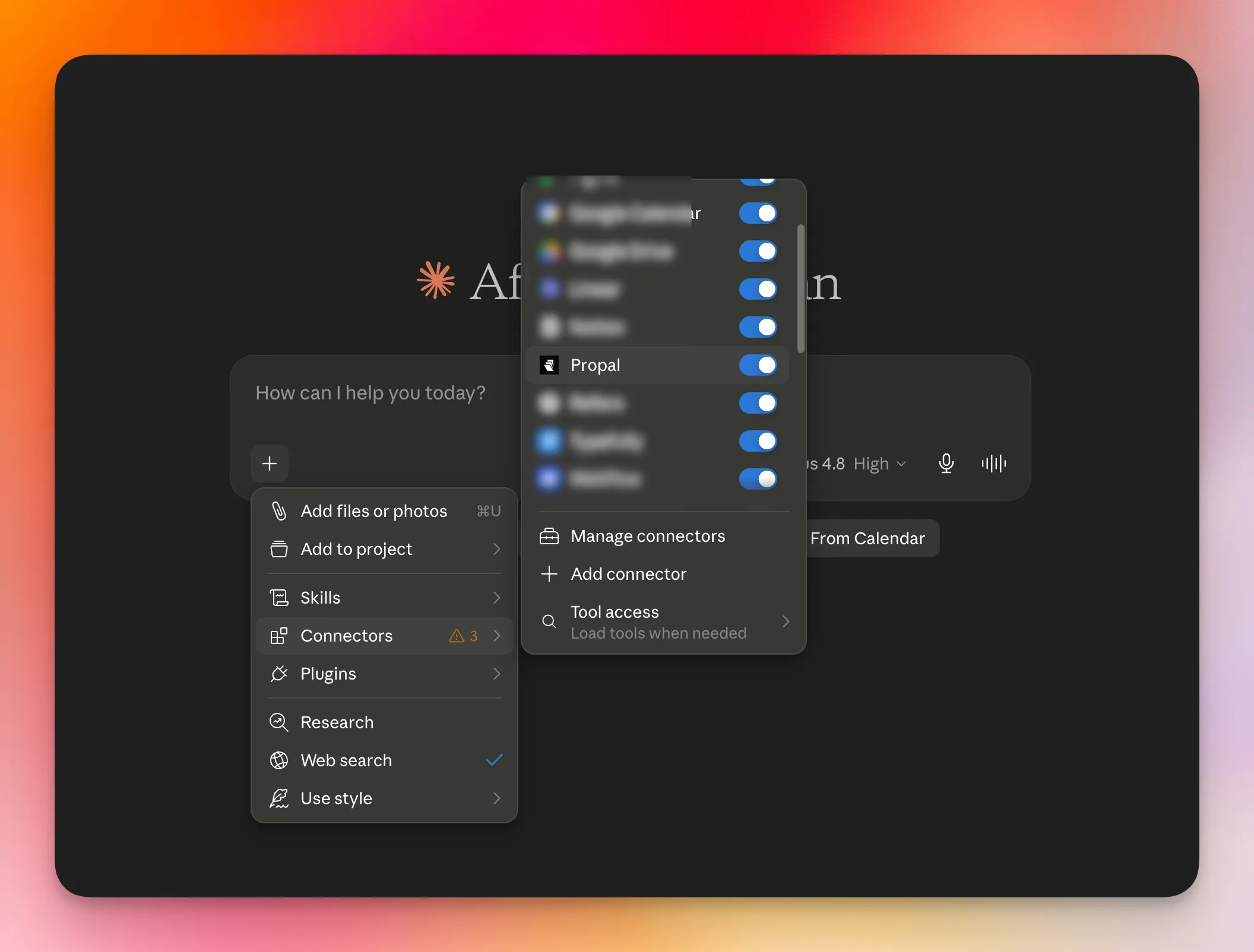 AI proposal generator interface drafting a structured sales proposal from a text prompt