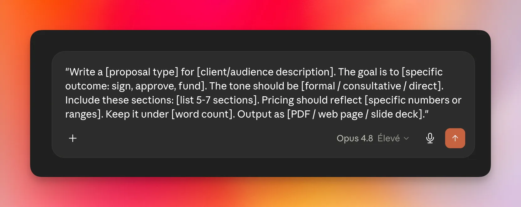 Reusable AI prompt template for generating a sales proposal