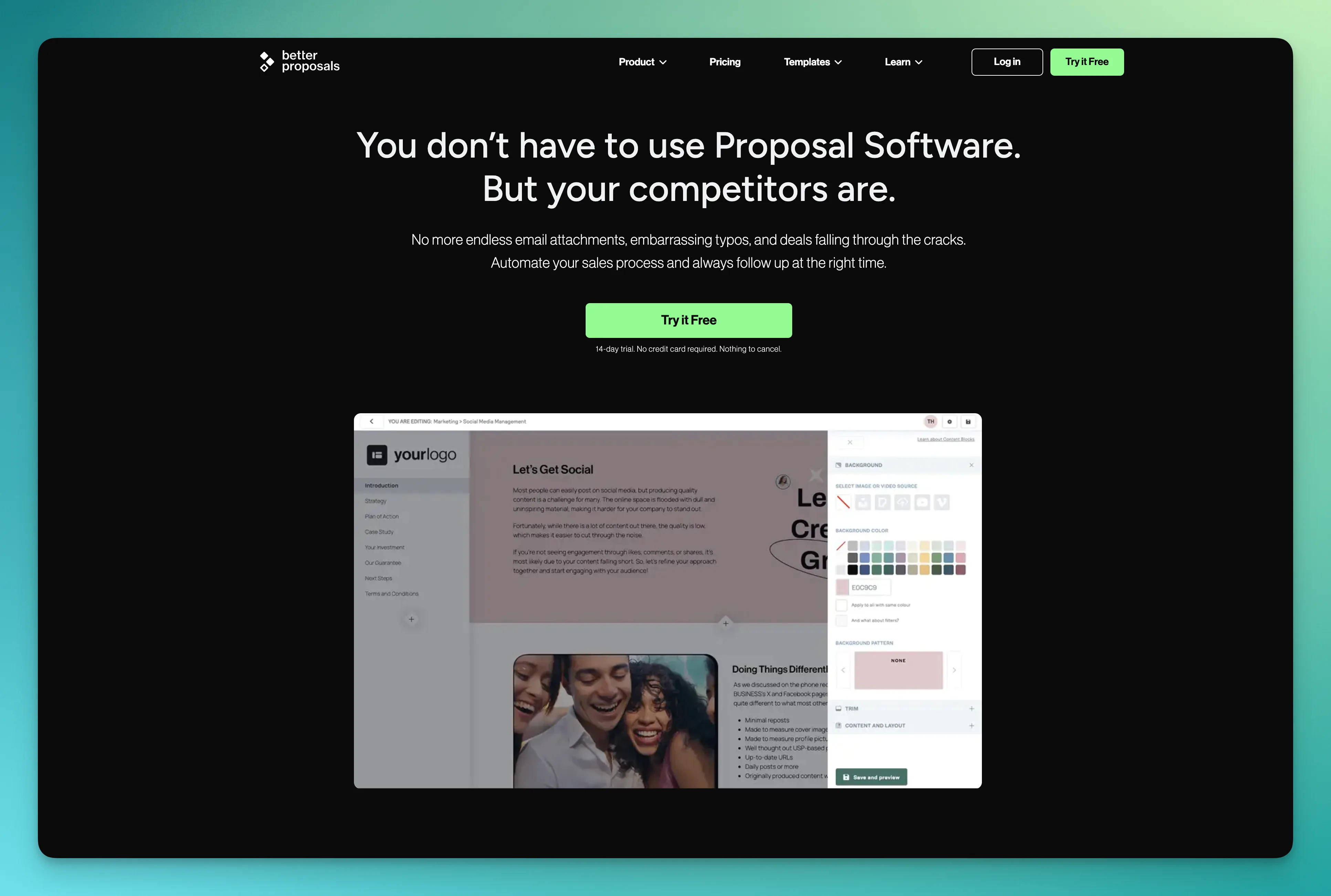 Better Proposals dashboard