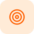 Icône de cible orange sur fond crème avec coins arrondis.