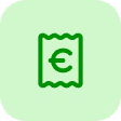 Icône de reçu vert avec un symbole euro au centre sur fond vert clair arrondi.