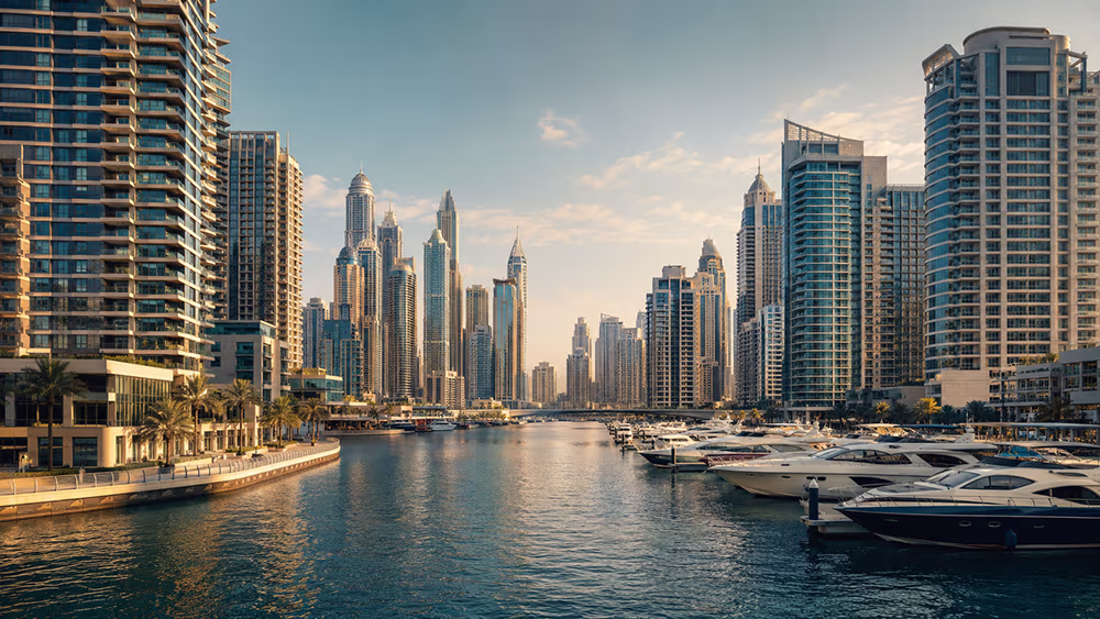 Dubai Marina waterfront towers — prime district for rental income investment in Dubai