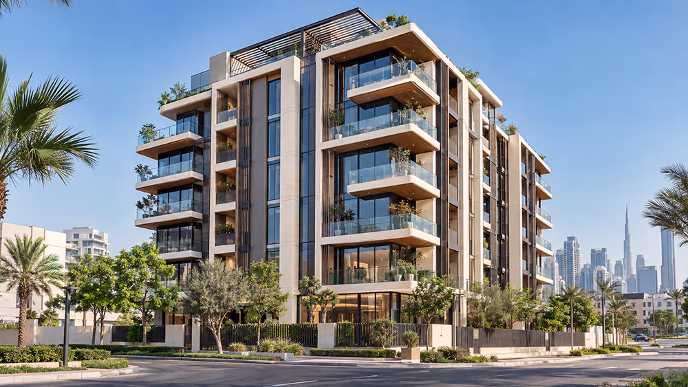Completed Koro One residential building in Jumeirah Garden City, Dubai