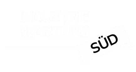 Logo mit dem Text ‚Industriewartung Süd‘ in weißer Schrift auf transparentem Hintergrund.