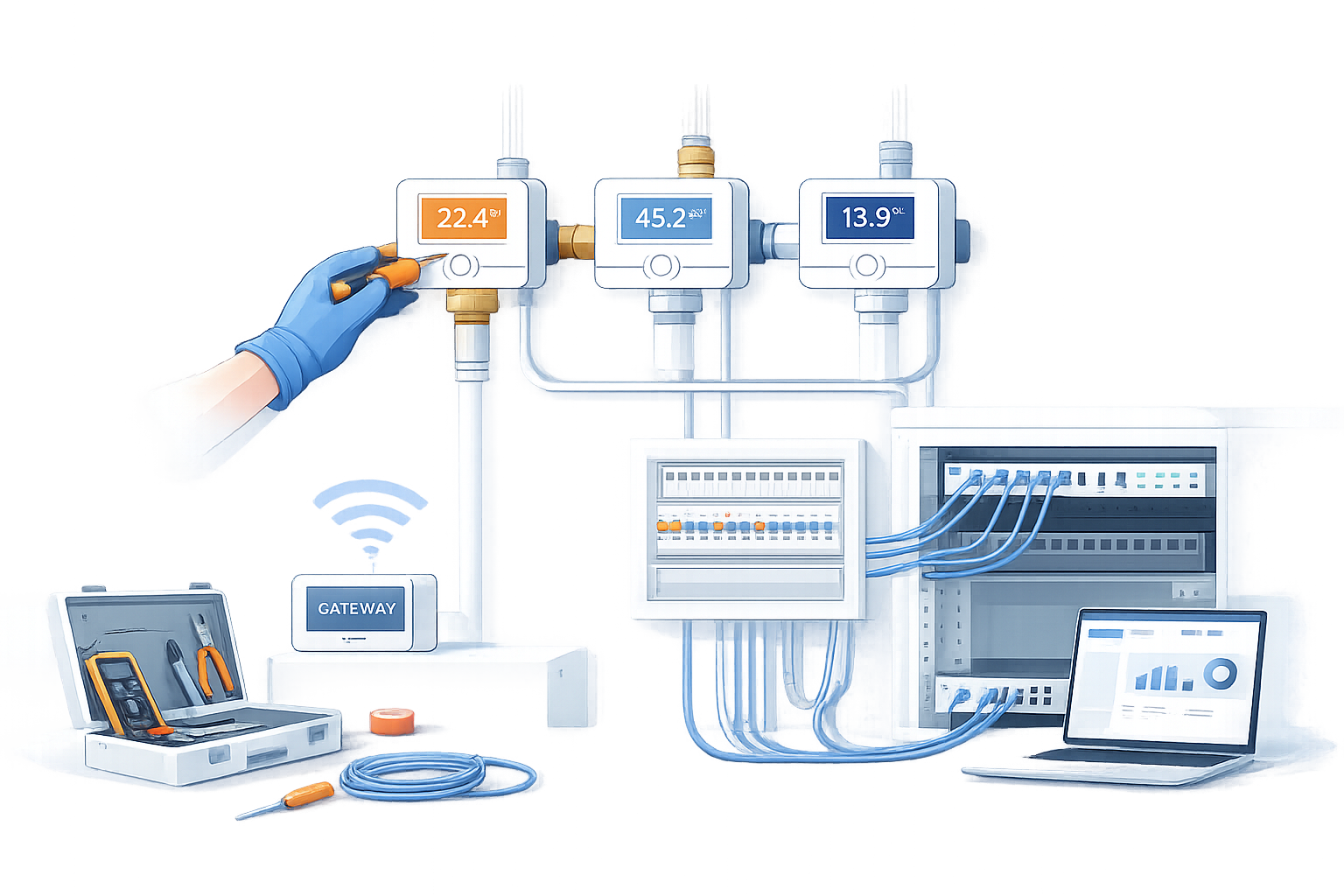 Installation digitaler Heizkosten- und Wasserzähler inklusive technischer Infrastruktur