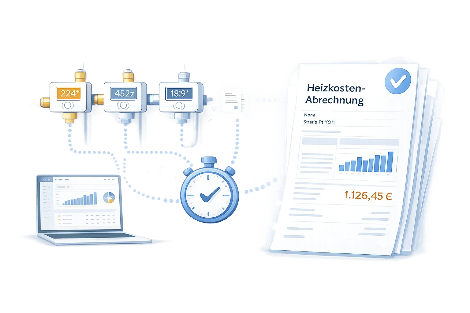 Digitale Heizkostenabrechnung, die automatisiert aus erfassten Verbrauchsdaten erstellt wird