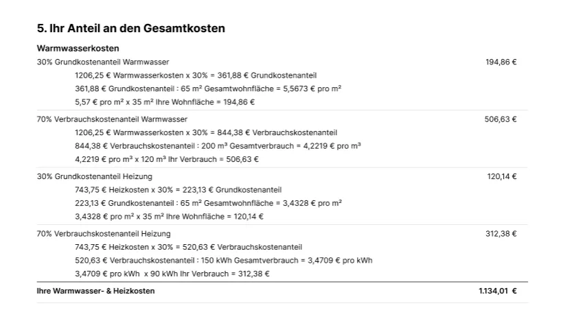 Screenshot Anteil Gesamtkosten