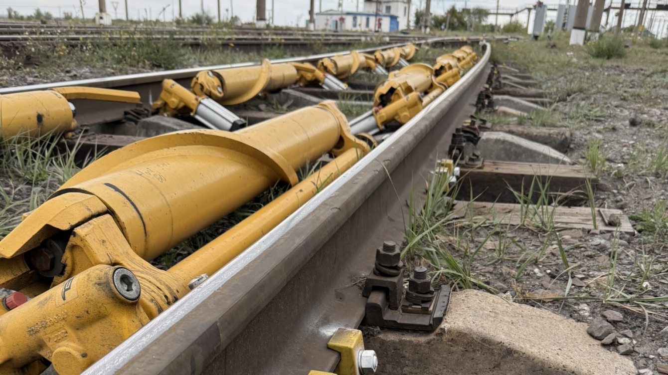 DECEL spiral retarders installed in the track at the marshalling yard in Kazakhstan
