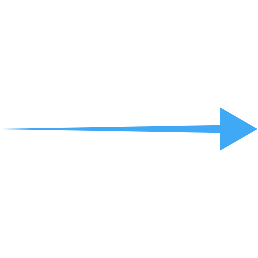 Blue right-pointing arrow with a thin, tapering shaft.