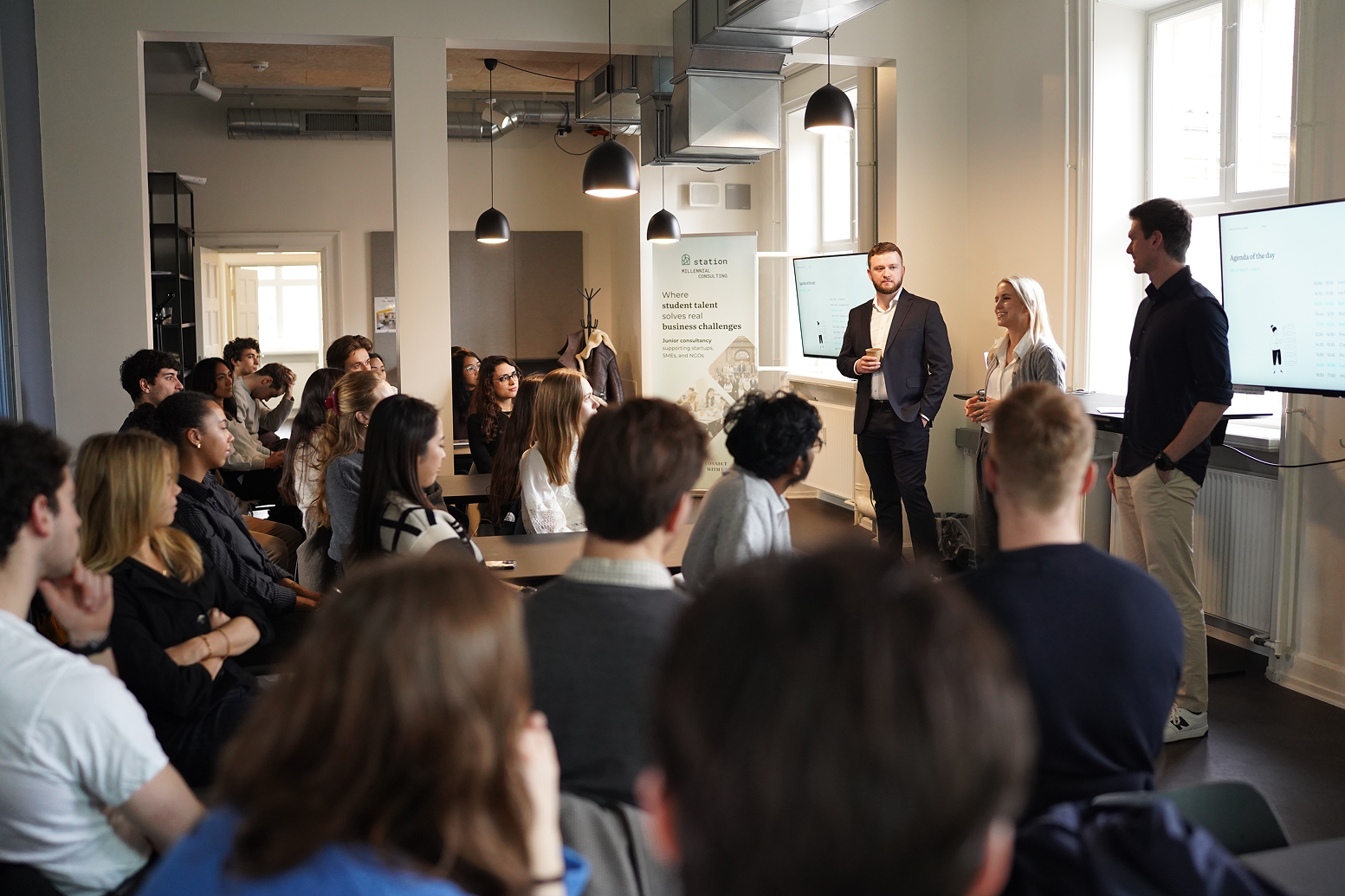 Head of Millennial Consulting and partners welcoming the new Student Consultants at the Kick Off event.