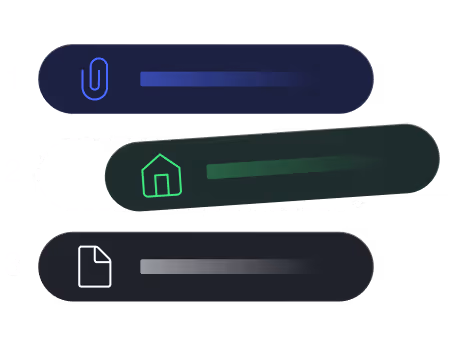Three horizontal dark bars labeled 1, 2, and 3, each with a different icons representing different tasks and priorities