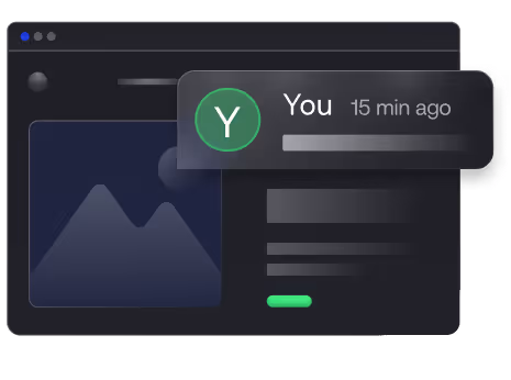 Interface showing a message from 'You' initial and a timestamp of 15 minutes ago.