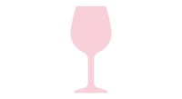 Simplified pink wine glass icon on a transparent background.