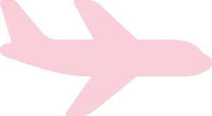 Simple pink airplane icon facing right on a transparent background.