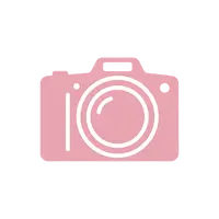 Pink icon of a camera with a lens and shutter details.