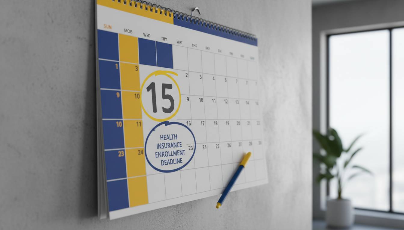 Calendar marking health insurance enrollment deadline.