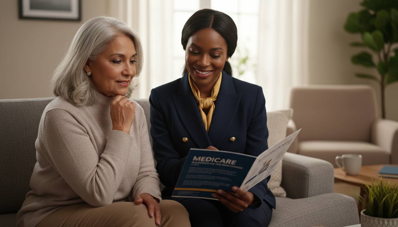 Black female charlotte agent helping hispanic senior.
