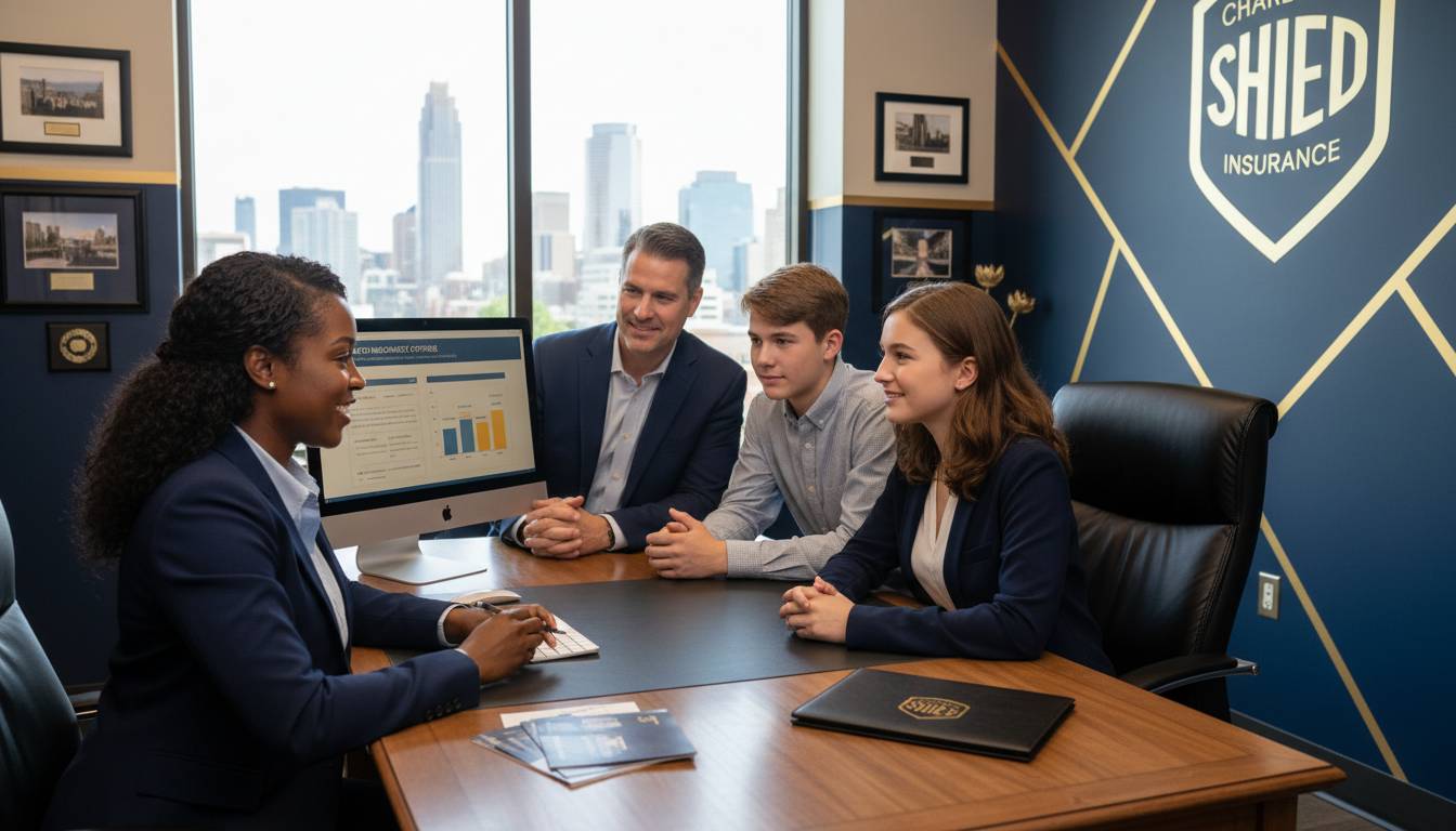 Black female agent consults white family teen driver.
