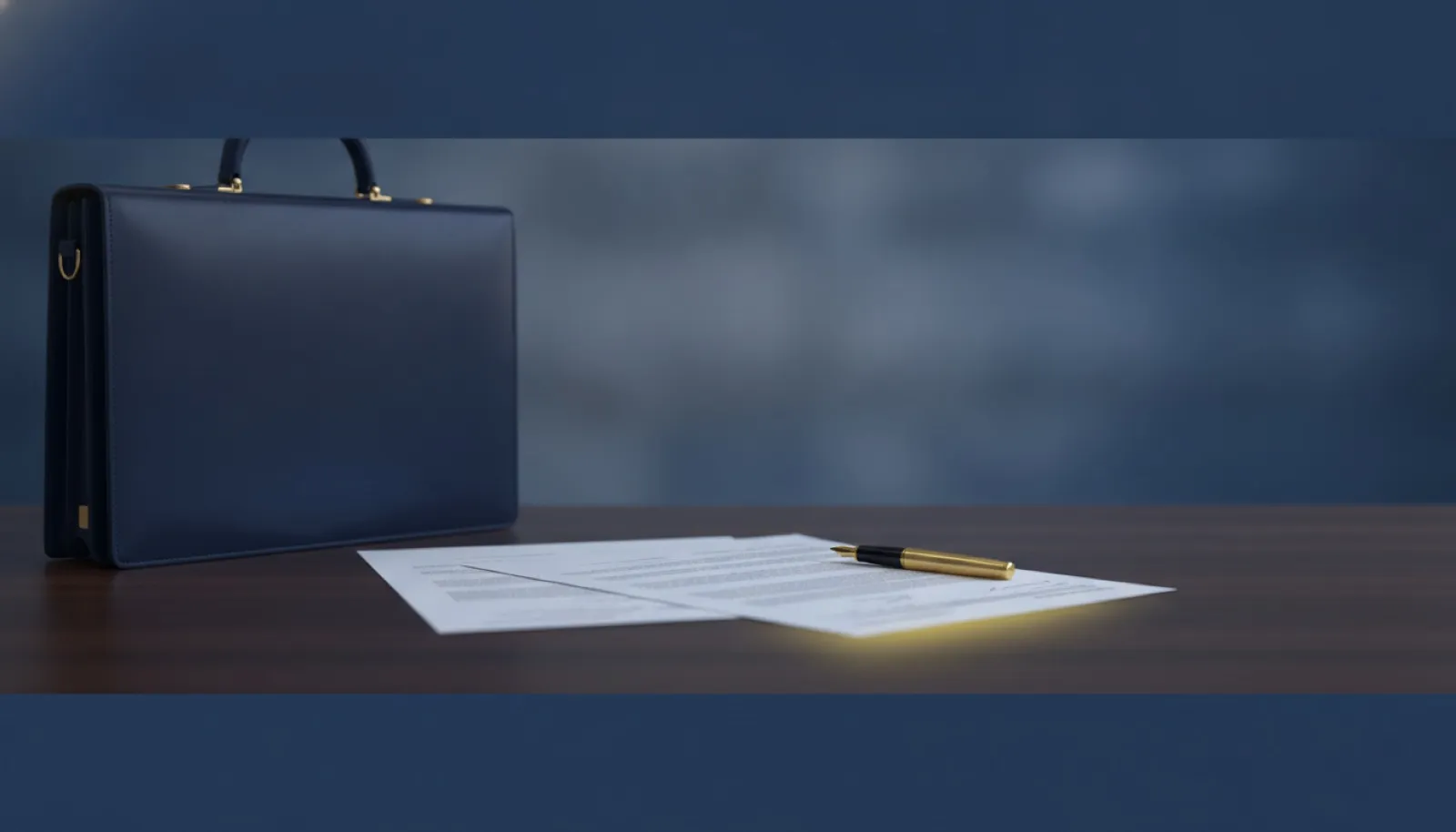 Briefcase with a contract and pen