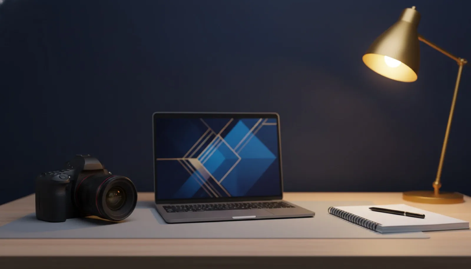 Freelancer's camera and laptop on a desk