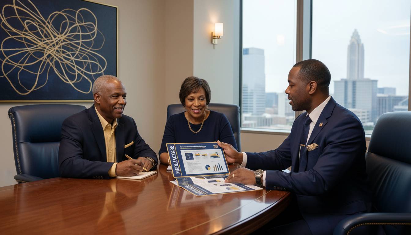 A Charlotte insurance agent reviewing Medicare with a senior couple.
