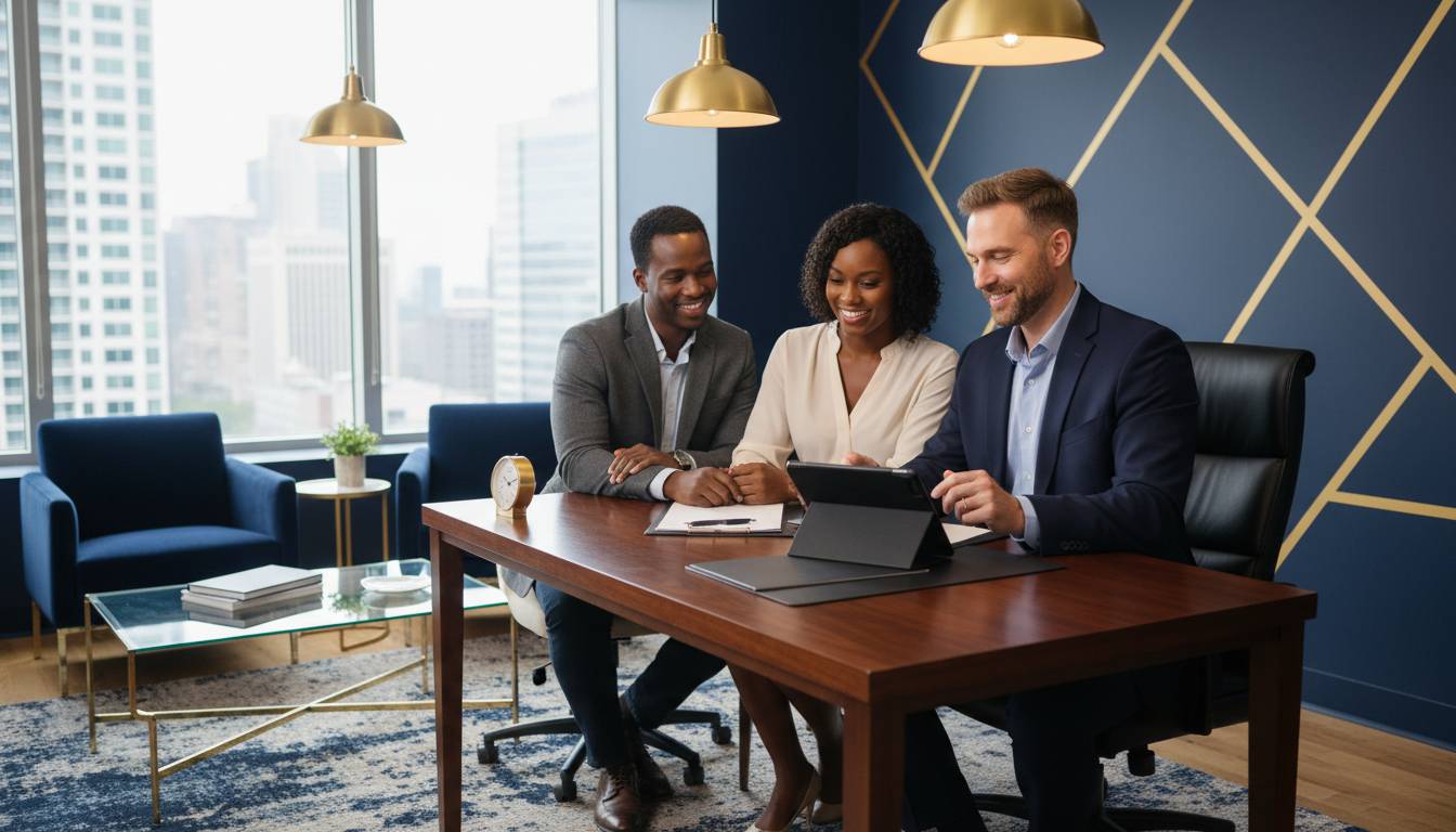 A Charlotte insurance agent consulting with a couple.