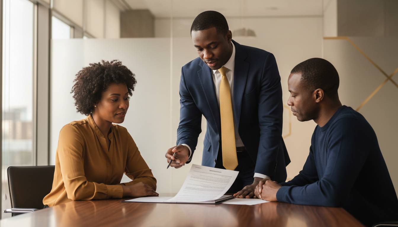 A Charlotte insurance agent discussing life insurance with a couple.