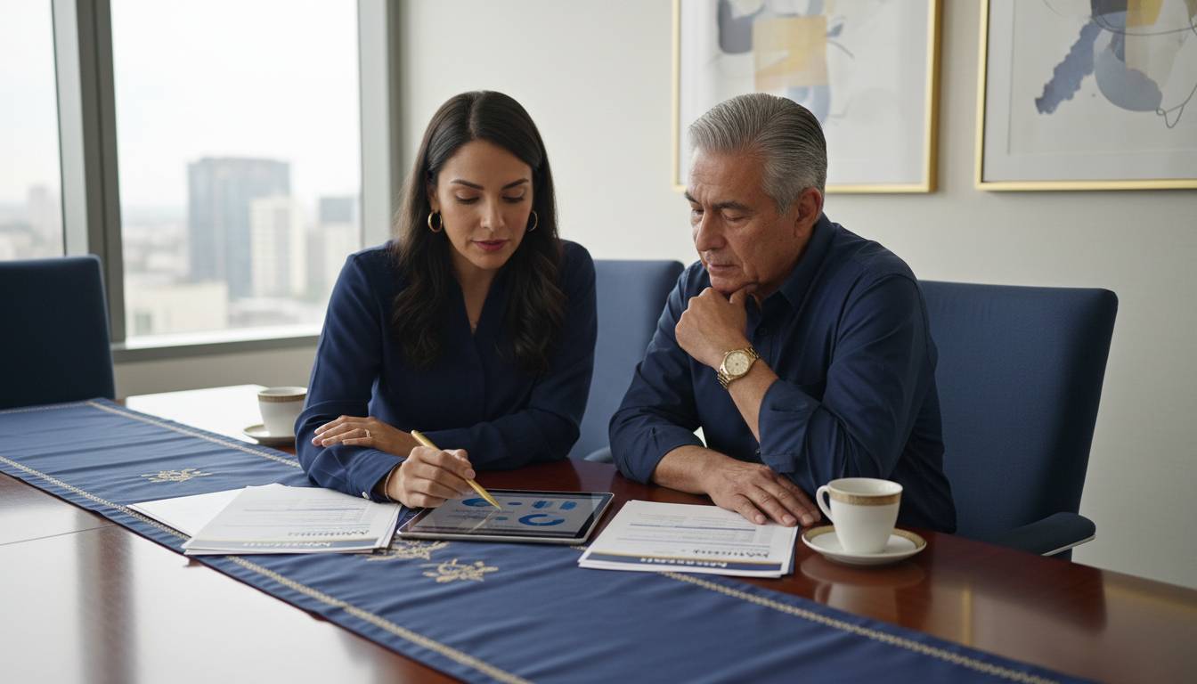 A customer service representative assisting a senior with Medicare dental paperwork.