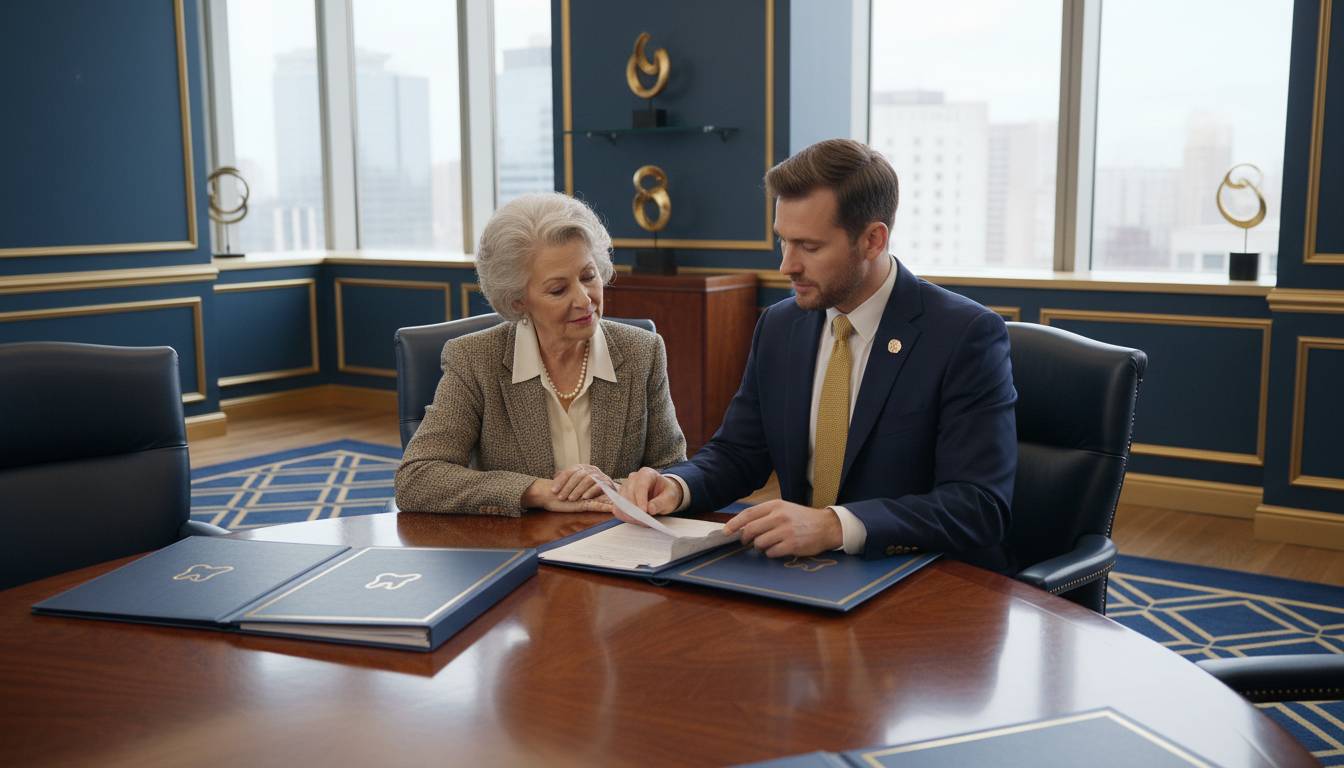 A Charlotte agent reviewing a dental policy with a senior couple.