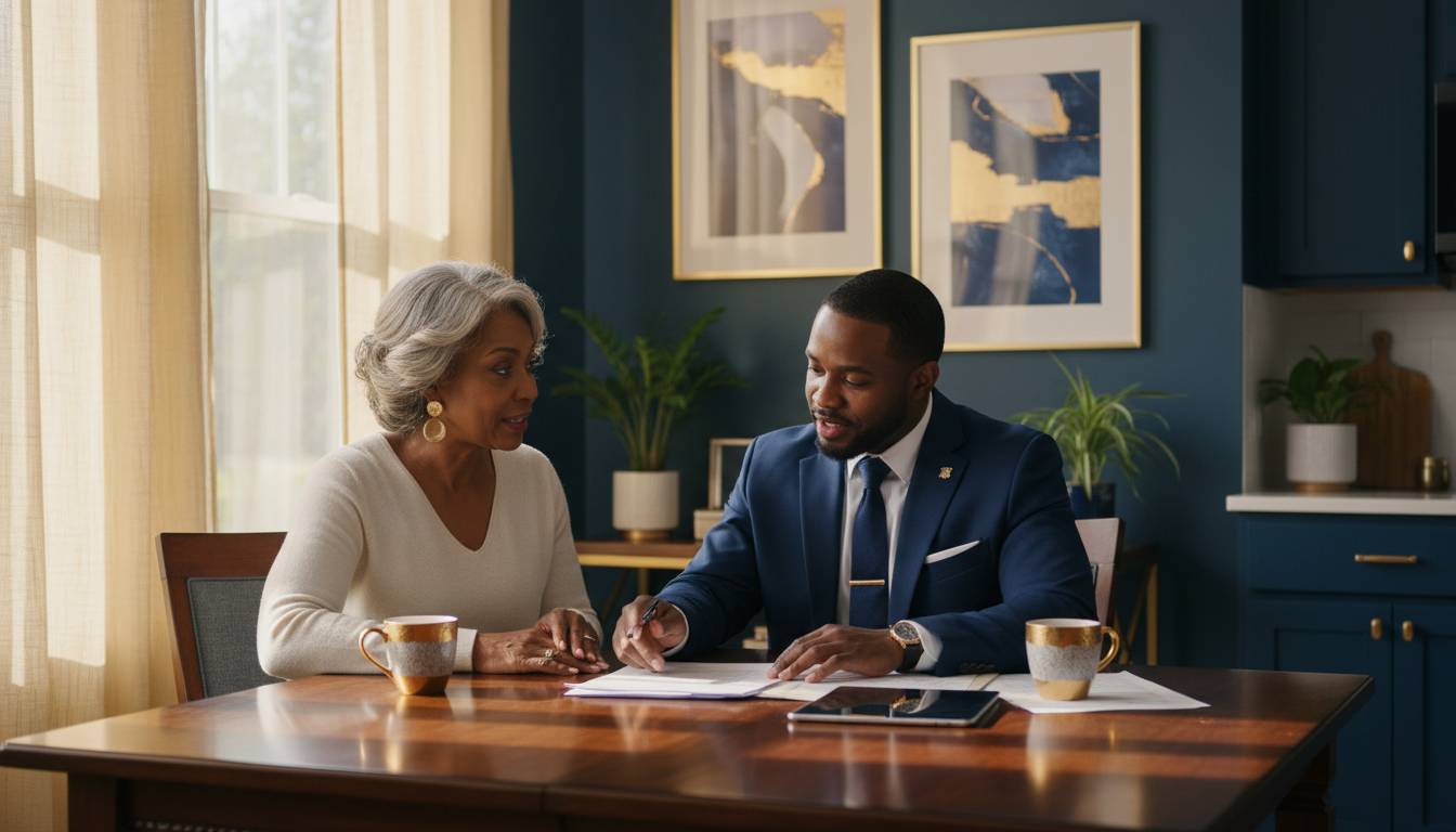 A Charlotte agent consulting with a senior about dental options.