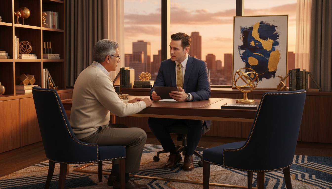 A Charlotte insurance agent consulting a senior client about Medicare.