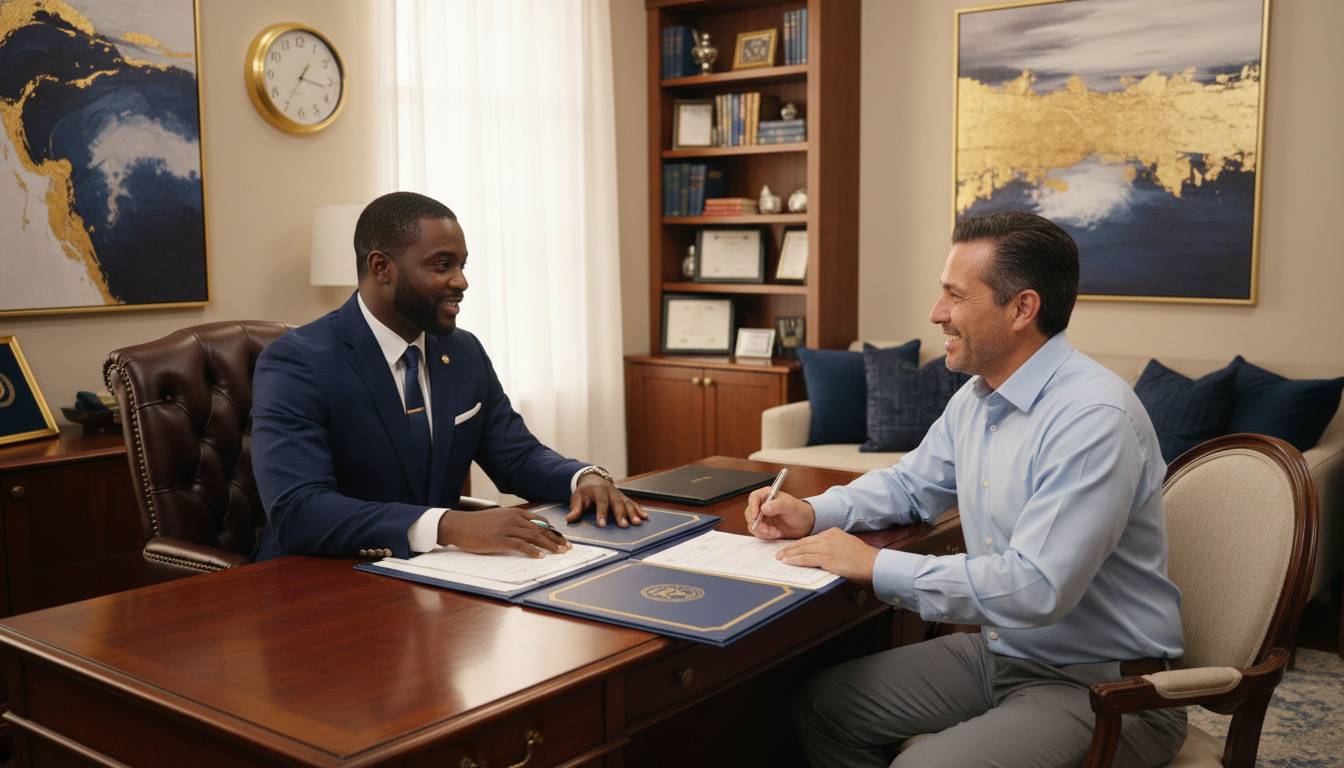 A Charlotte insurance agent consulting with a client about health coverage.