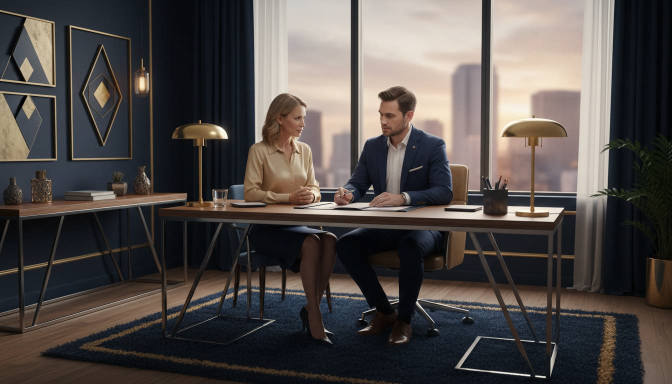 A Charlotte insurance agent consulting with a couple about an excess liability policy.