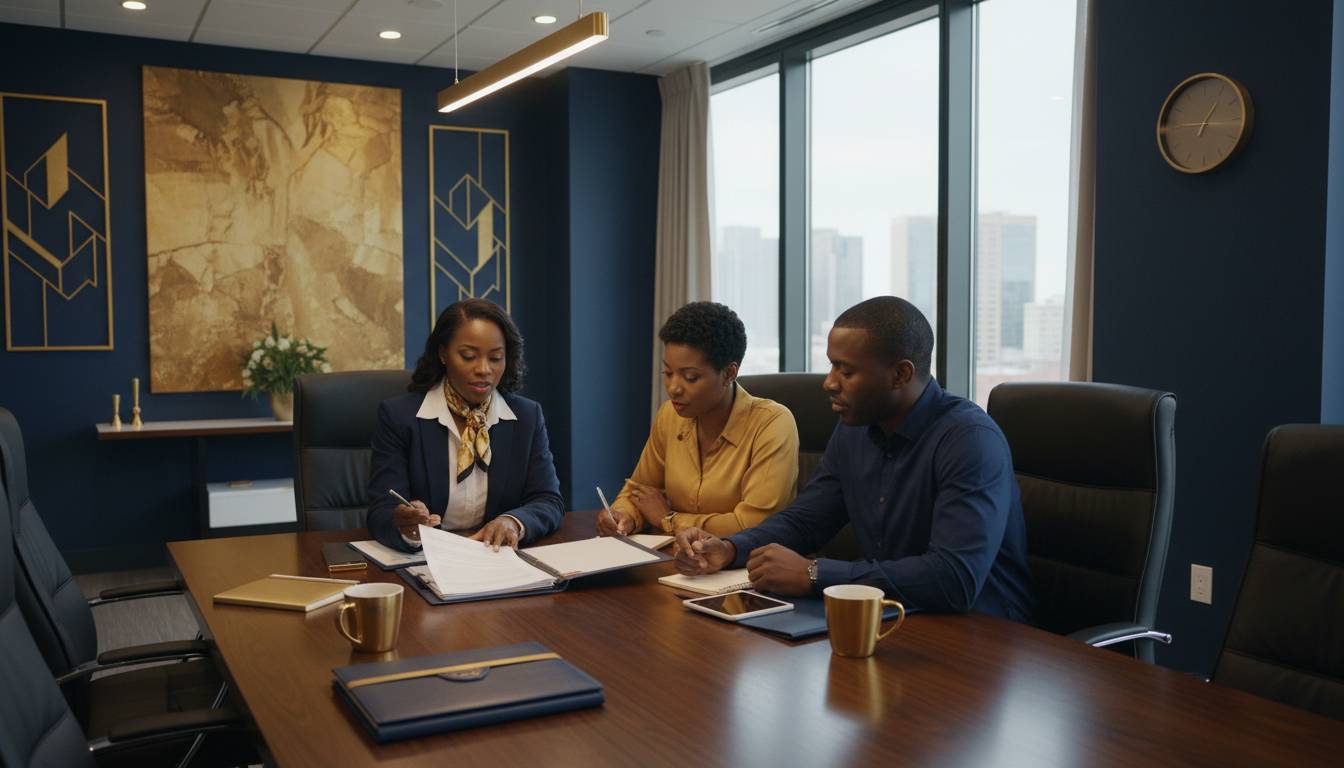 A Charlotte agent reviewing a life policy schedule with a couple.
