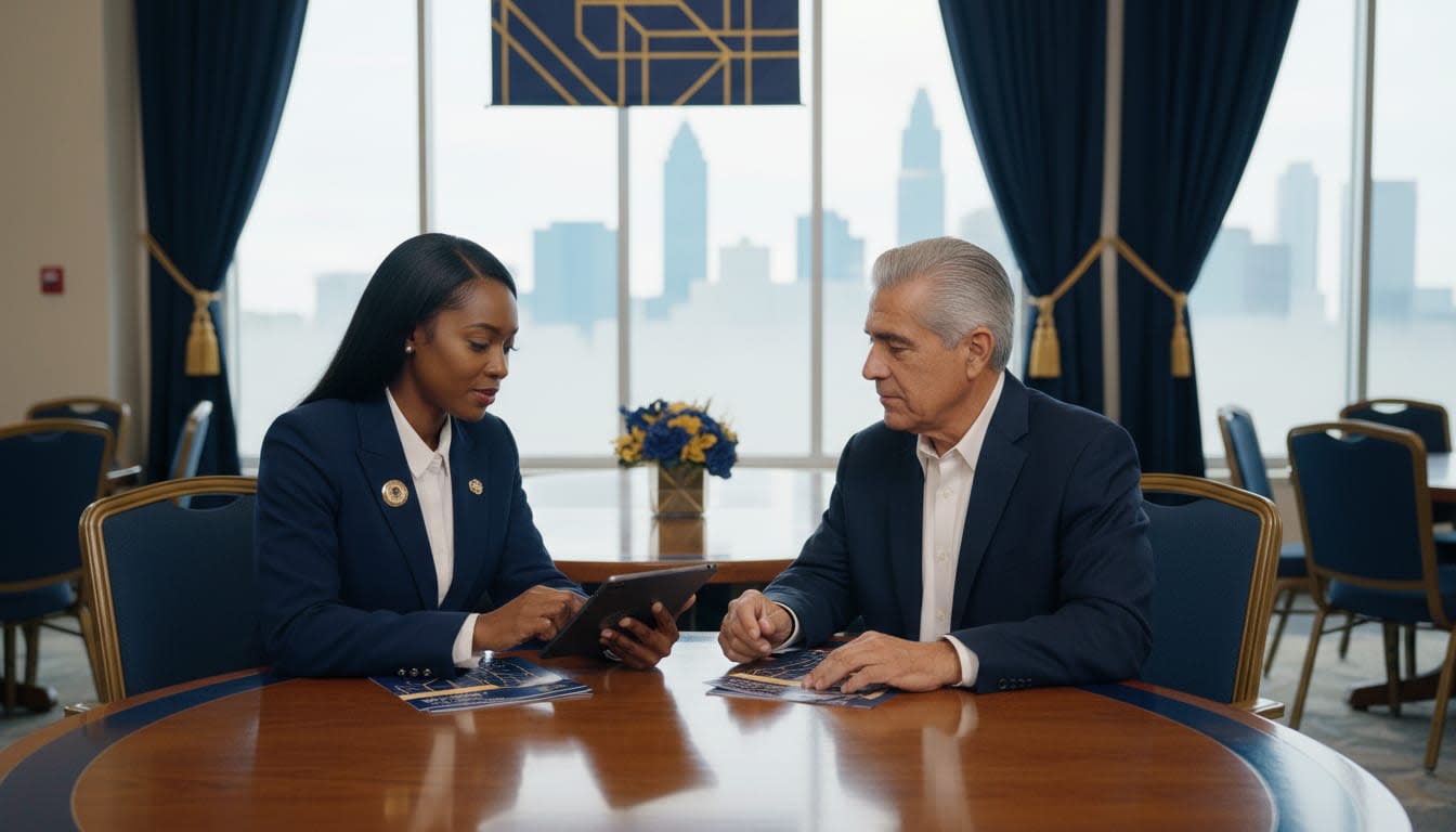 A Charlotte insurance agent consulting with a senior client.