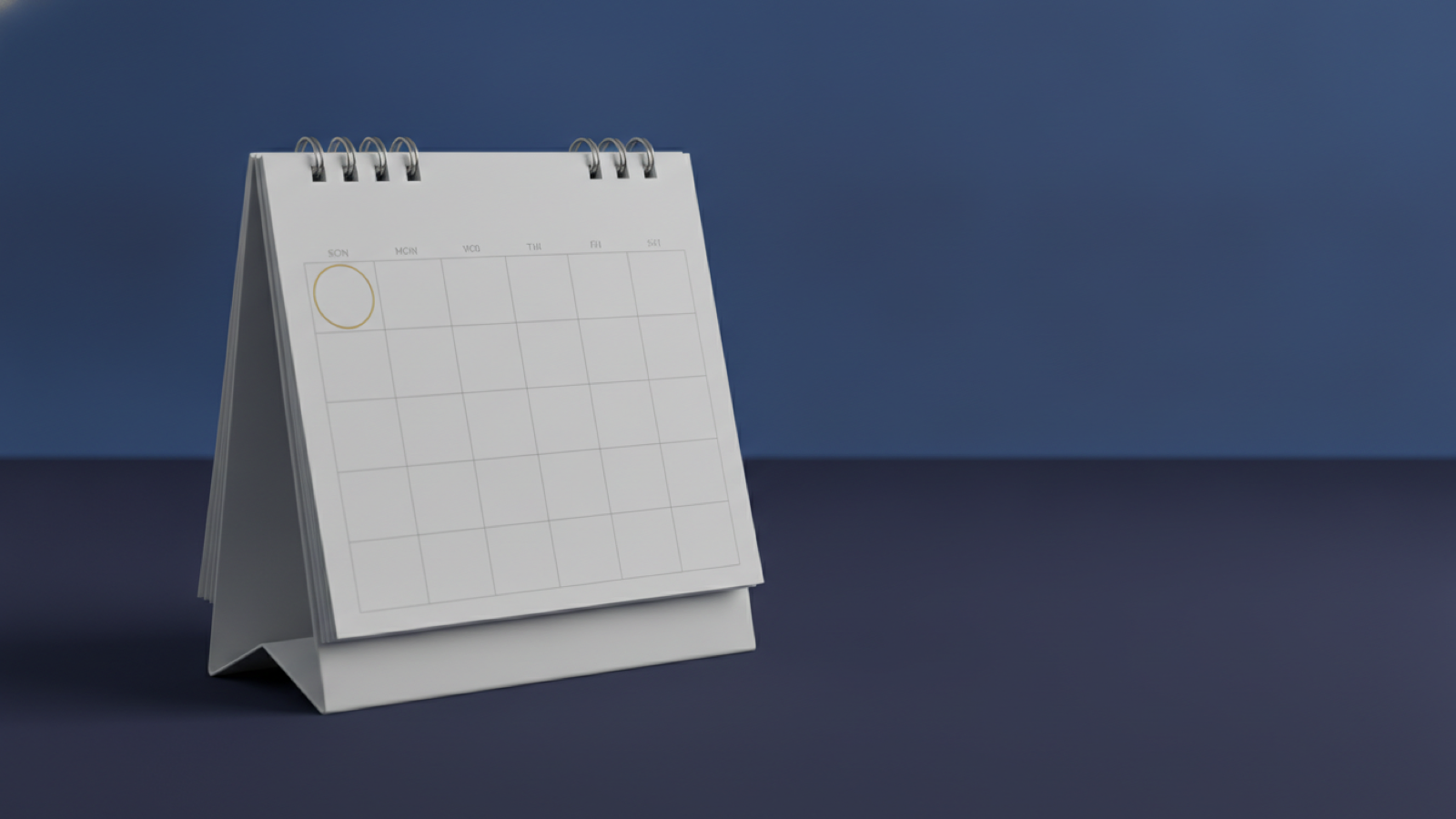 Desk calendar with the first day circled in gold, representing coverage starting January 1